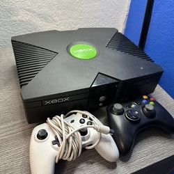 Xbox + games + controllers