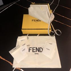 Fendi First Small Leather Shoulder Bag – Ivory with Gold Hardware (Like New, Complete Set)