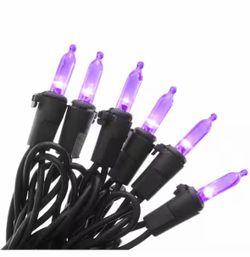 100 Purple LED Mini Lights 28.8 ft Halloween decor String Lights