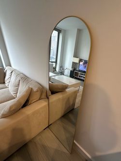 Full-Length Arched Floor Mirror Gold Frame