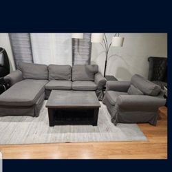 Ikea Ektorp Sofa With Chaise Chair And Coffee Table Furniture