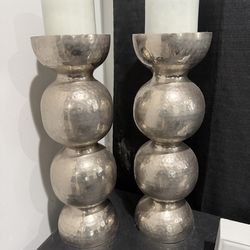 Gorgeous silver sphere orb designer candlesticks