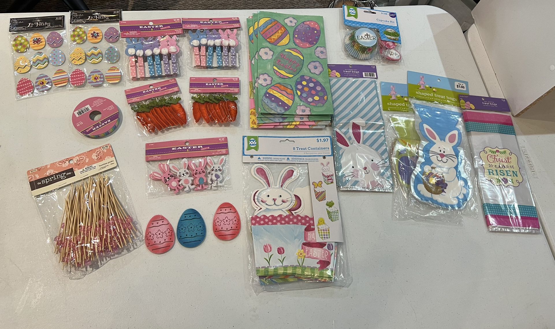 Easter goodie bags, craft items, stickers, ribbon Lot