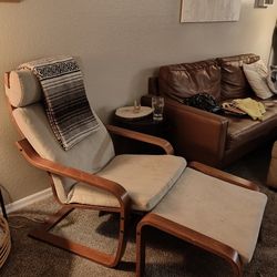 Beige/Cream Ikea Poang Chair/Ottoman