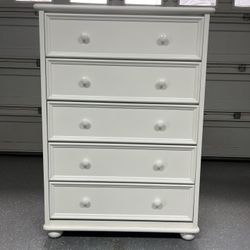 Tall White 5 Drawer Dresser Chest 