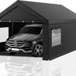 Carport 10x20 Heavy Duty Portable Garage,Carport Canopy with Roll-Up Windows & Doors,Portable Garages and Shelters with Removable Sidewalls,Car Tent G