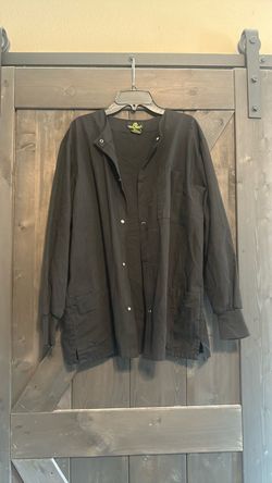 Black Snap-Button Scrub Jacket