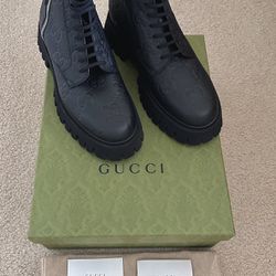 Gucci Novo GG Leather Booties, Size 9 US / UK 8