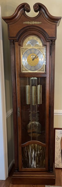 Howard Miller Triple Chime Sun Moon Face Grandfather Clock