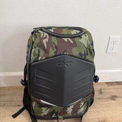 Green camo backpack-(INCLUDES USB-A  CHARGER)