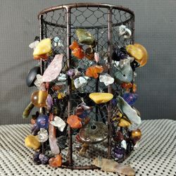 Candle Holder With Natural Stones 