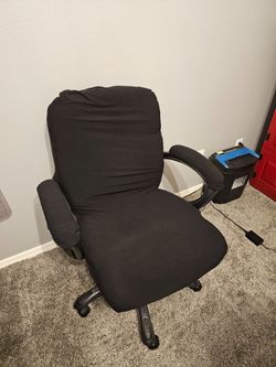 Sauder Black Faux Leather Office Chair, Adjustable Height