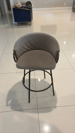 Grey Velvet High Bar stools 4 total