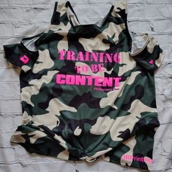Camo Cold Shoulder Top With Christian Message Size M