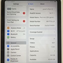Mini iPad 64GB Gen6 WiFi Like New SFV