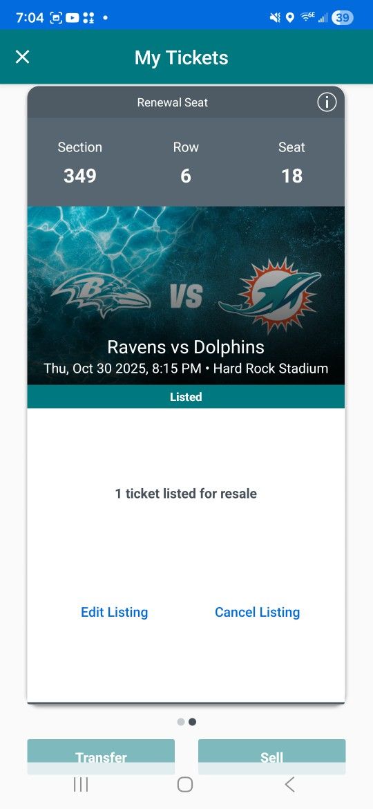 Thursday Night Prime Time (Dolphins Vs Ravens)