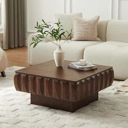 Square Lift-Top Coffee Table with Fluted Base
