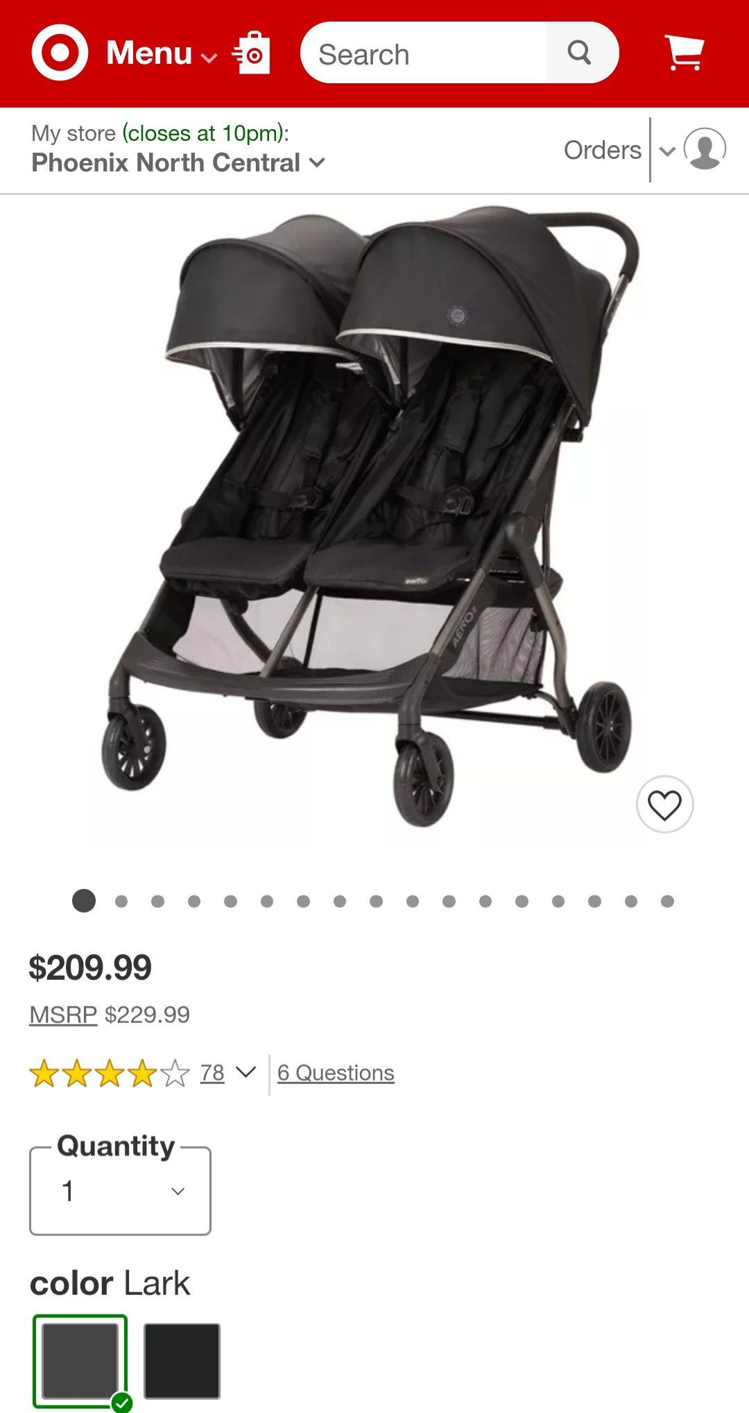 NEW Evenflo Aero2 Kids baby stroller double