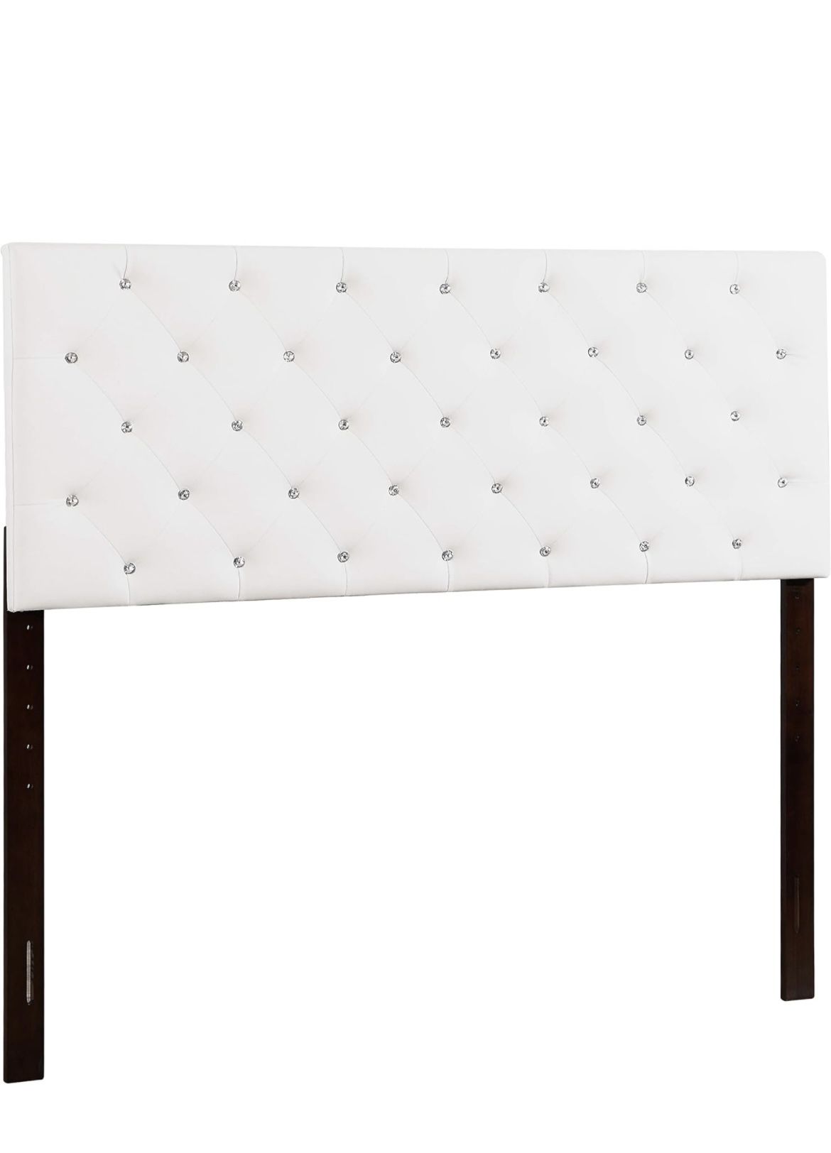 White Rhinestone Headboard Upholstered BedFrame