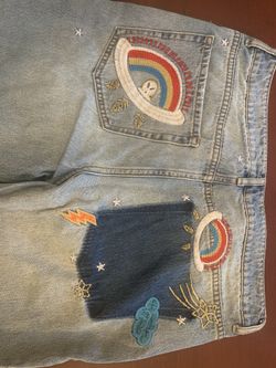 Denim jeans with cute embroidery size 28