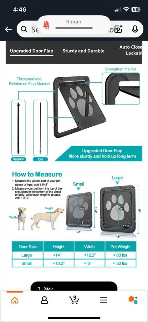 Pet Screen Door NEW Size 12x14 Inches