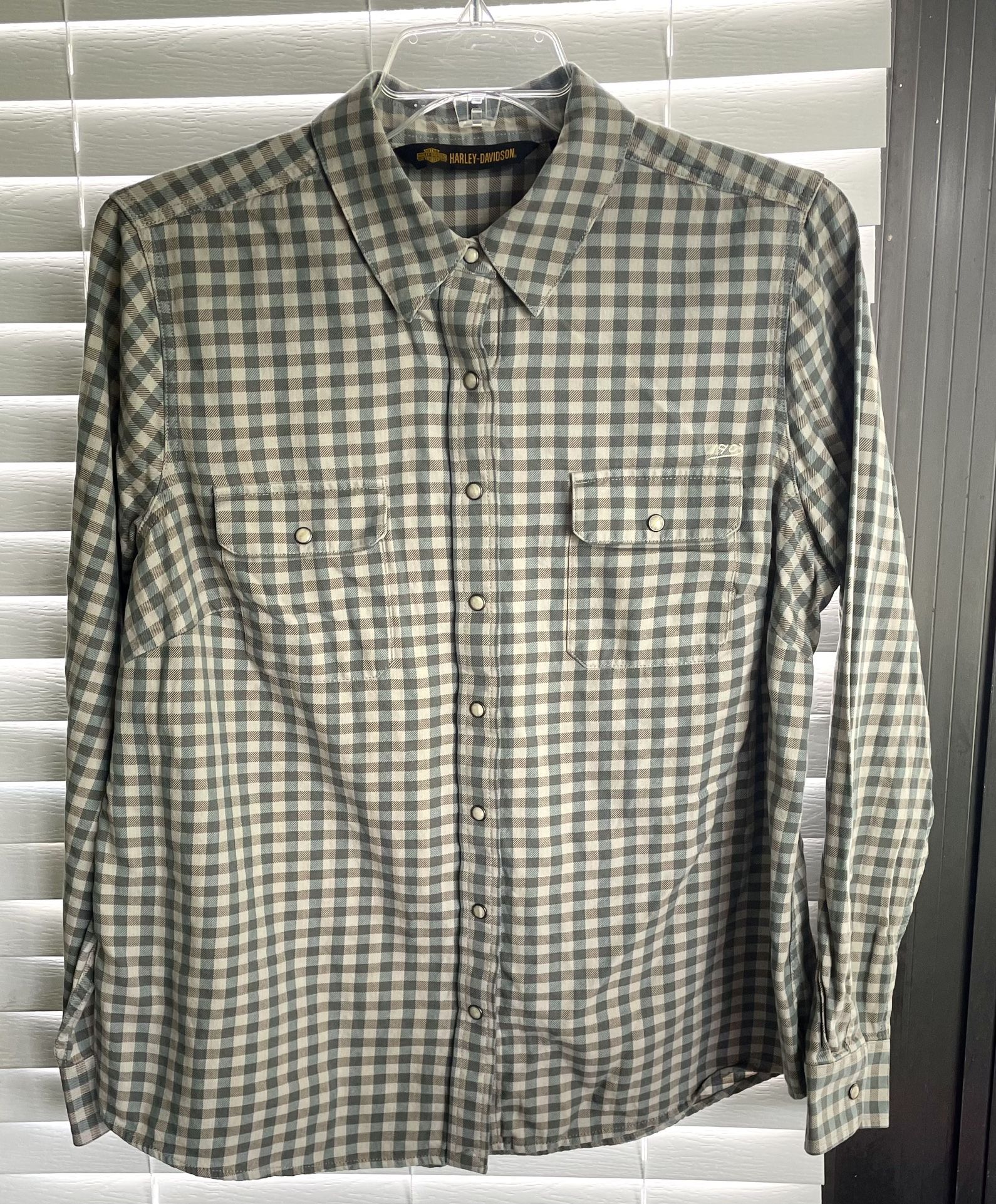 Harley Davidson Plaid Snap-Up - Flannel - Women’s Size 1W - Darts/Graphics - EUC