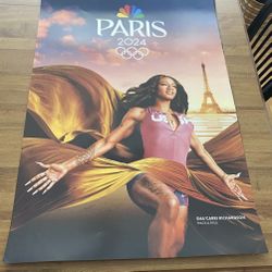 Collectible  Poster Sha'carri Richardson Team USA 2024 Paris Olympics 27x40 Poster NBC Track & Field