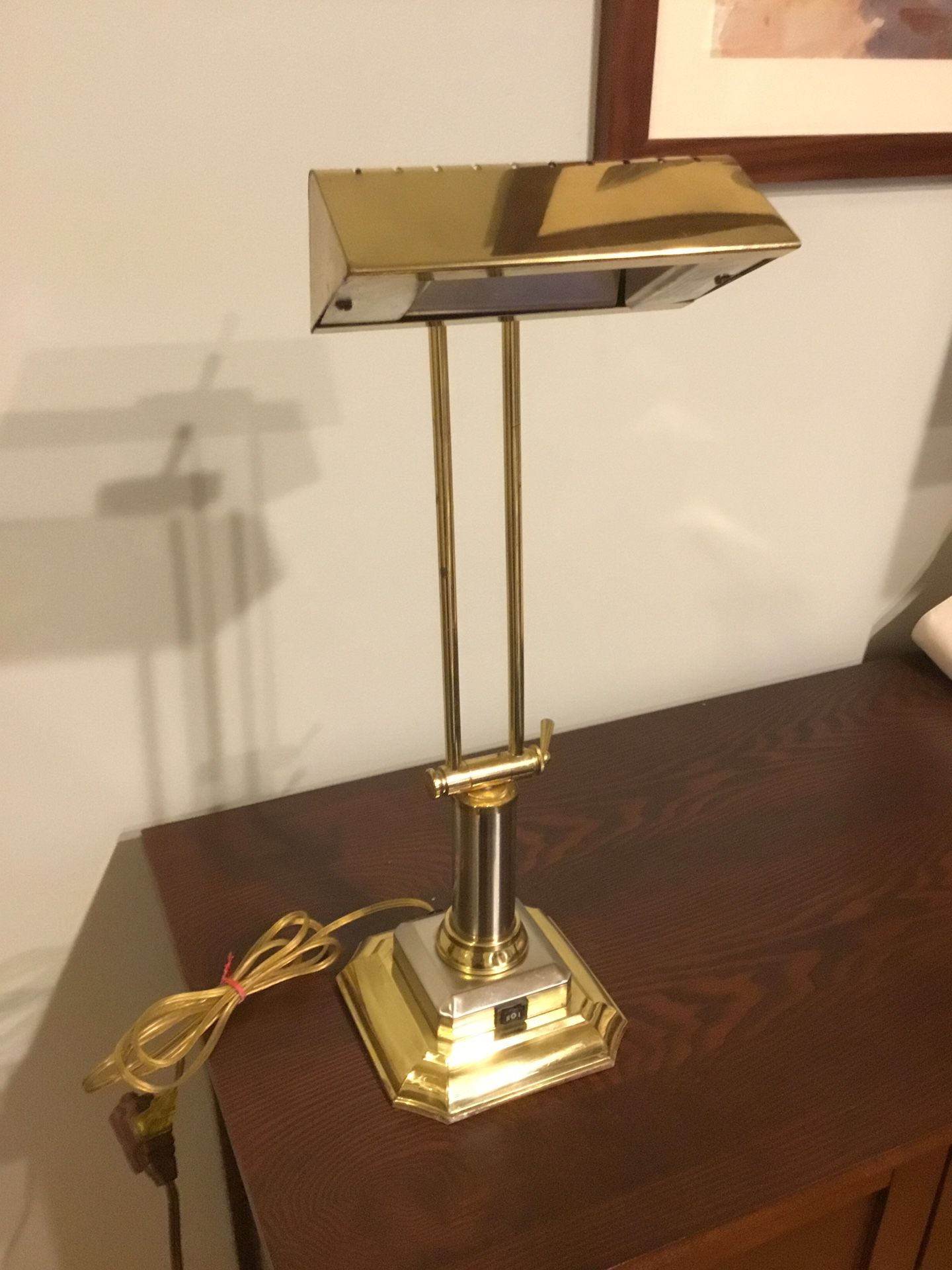 Solid Brass and Silver Lamp 