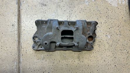 edelbrock intake manifold C3B rat rod Chevy 327 283