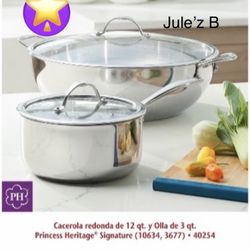 Princess House Set De Olla De 3 Qts Y Cacerola De 12 Qts Nuevas En Sus Cajas 