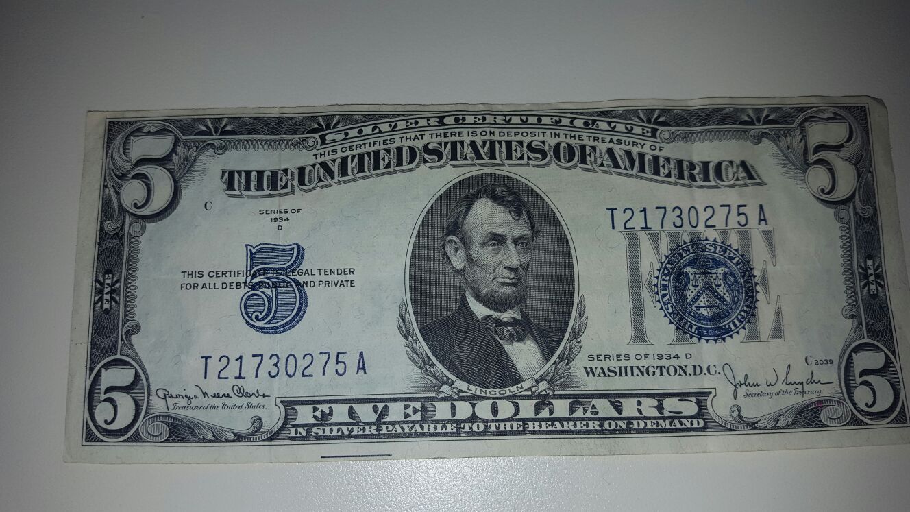 5 dollar bill 1934