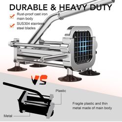 Befano French Fry Cutter, Stainless Steel Potato Cutter with 1/2 Inch, 3/8 Inch and 1/4 Inch Blades (Manual Cutter, 1/2 '' & 3/8 '' & 1/4 '' Blade)