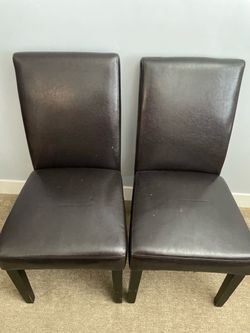Set of 2 Brown Faux Leather Dining Chairs