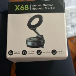 360° Magnetic Phone Holder with Vacuum Suction, Foldable Adjustable Car Mount Magnetic Bracket(X68 Black)