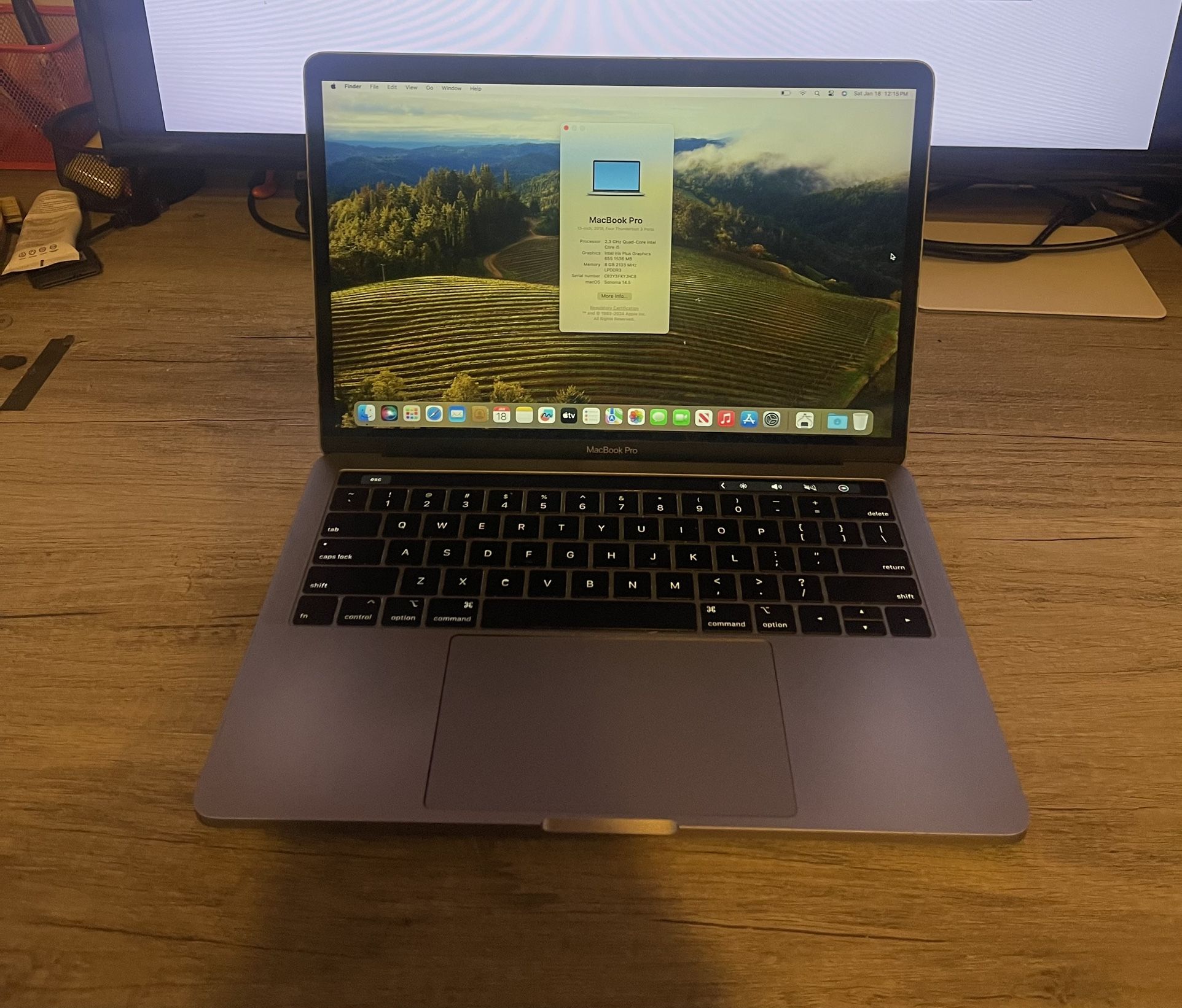 2018 13” MacBook Pro: 2.3Ghz Quad Core I5, 8GB, 256GB SSD