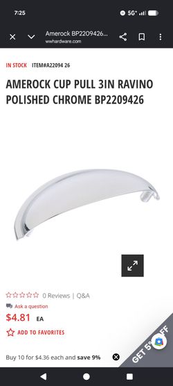 Amerock Cup Pull 3in Ravino Polished Chrome BP(contact info removed)