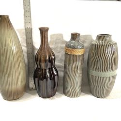 Brand New Never Used 16” To 13” Tall (Coastal Accents) Different Shape Flower Vases