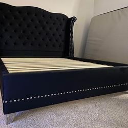 🌺🌿 Brand new grey/black/blue upholstered tufted king and queen size wing back platform bed - opt mattress | Pay after delivery 🚚