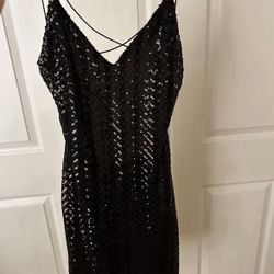 Black Sequin Mini Dress