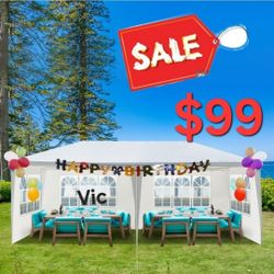 10 ft. x 20 ft. Wedding Party White Canopy Tent Outdoor Gazebo  for Backyard, Birthday Party,