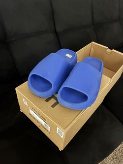 Blue Yeezy Slides