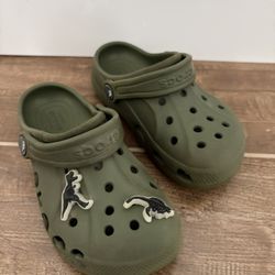 Green Childs Crocs Sz.12 w/Dinosours