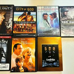 Dvd lot 7 total. Pay it forward, Goodfellas, City of God,  Uninvited etc