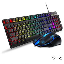 Rainbow Colored Keyboard With Mouse