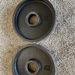 2-10lb Cast Iron Olympic Weight Plates 