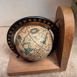 Vintage, Pair Of “Old World Map” Spinning Globe Bookends