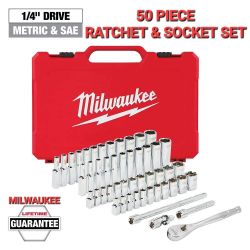 Milwaukee 1/4 in. Drive SAE/Metric Ratchet and Socket Mechanics Tool Set (50-Piece)(NEW)