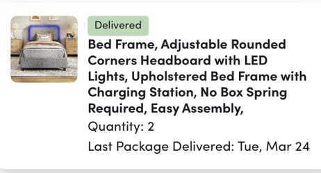 2 Brand New In The Box Led Twin Beds Grey Plush