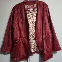 Roaman's Sz 22W Red Leather Blazer BNWOT 