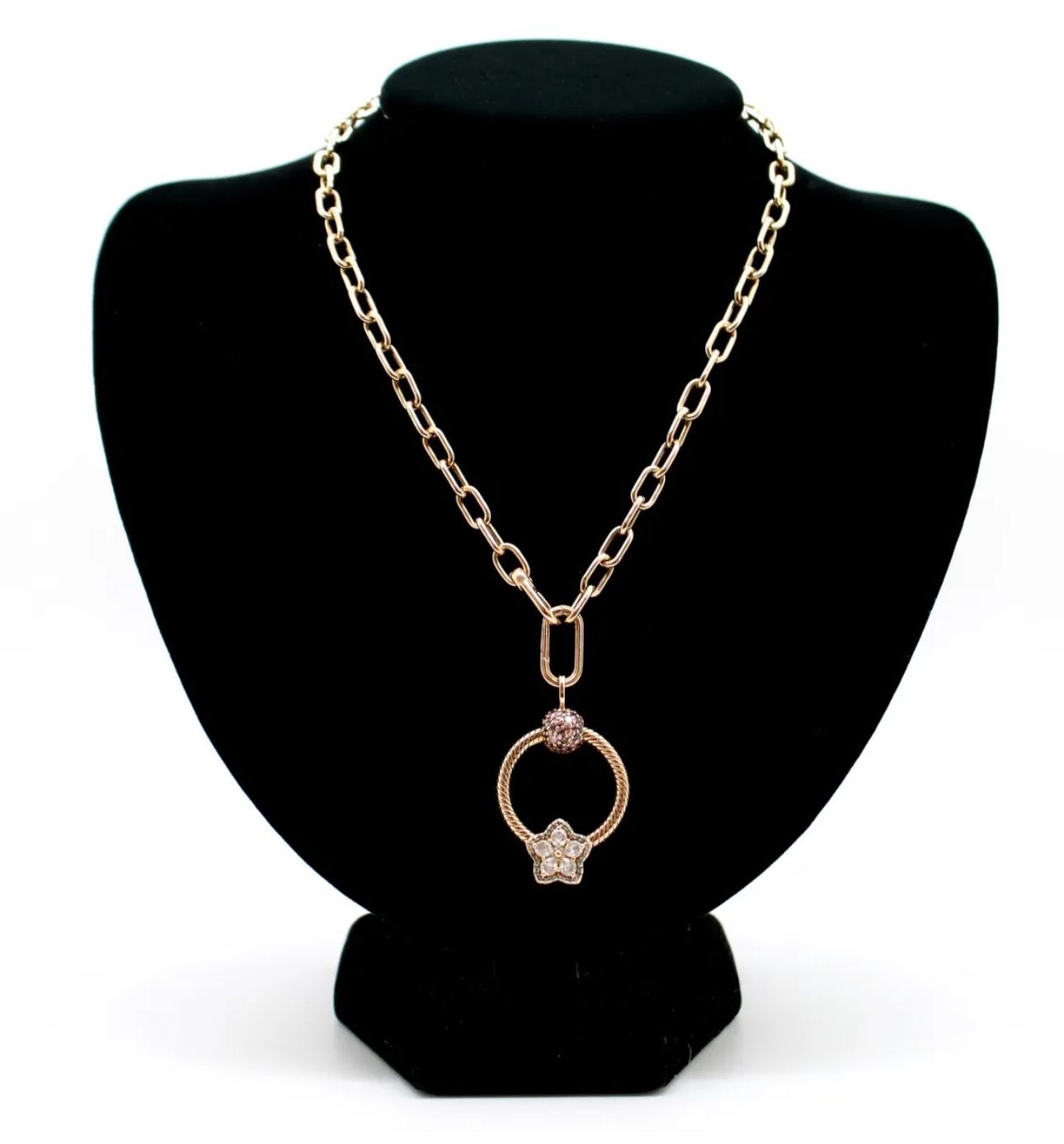 Genuine Rose Gold Pandora ME Link Choker Chain Necklace with Pandora Pendant